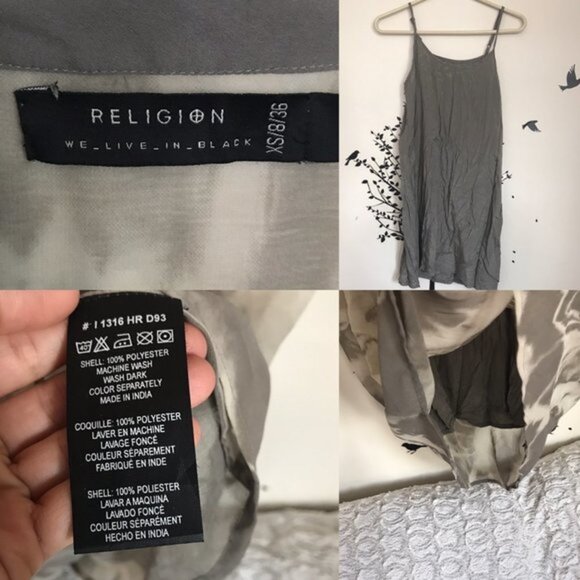 RELIGION WE LIVE IN BLACK sheer dress w/ slip XS - Picture 4 of 9